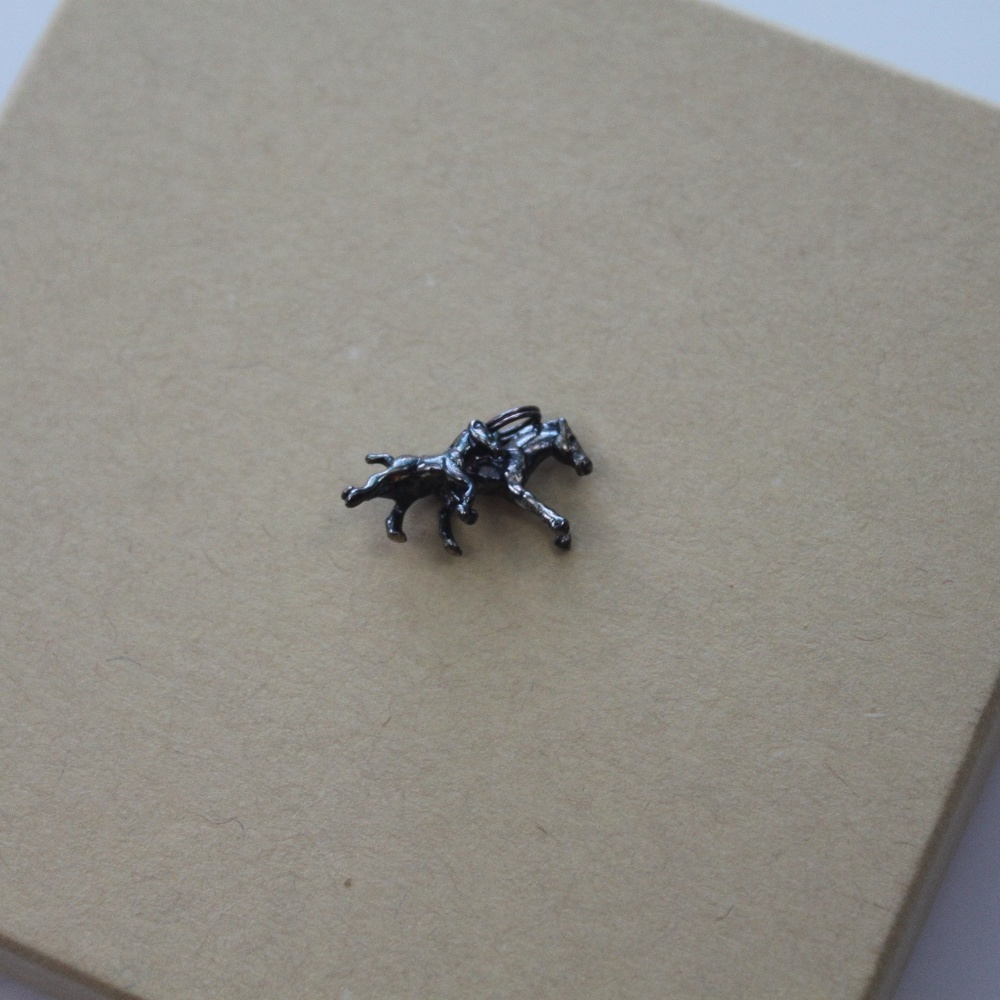 Horse and Pony Black Metallic Charm